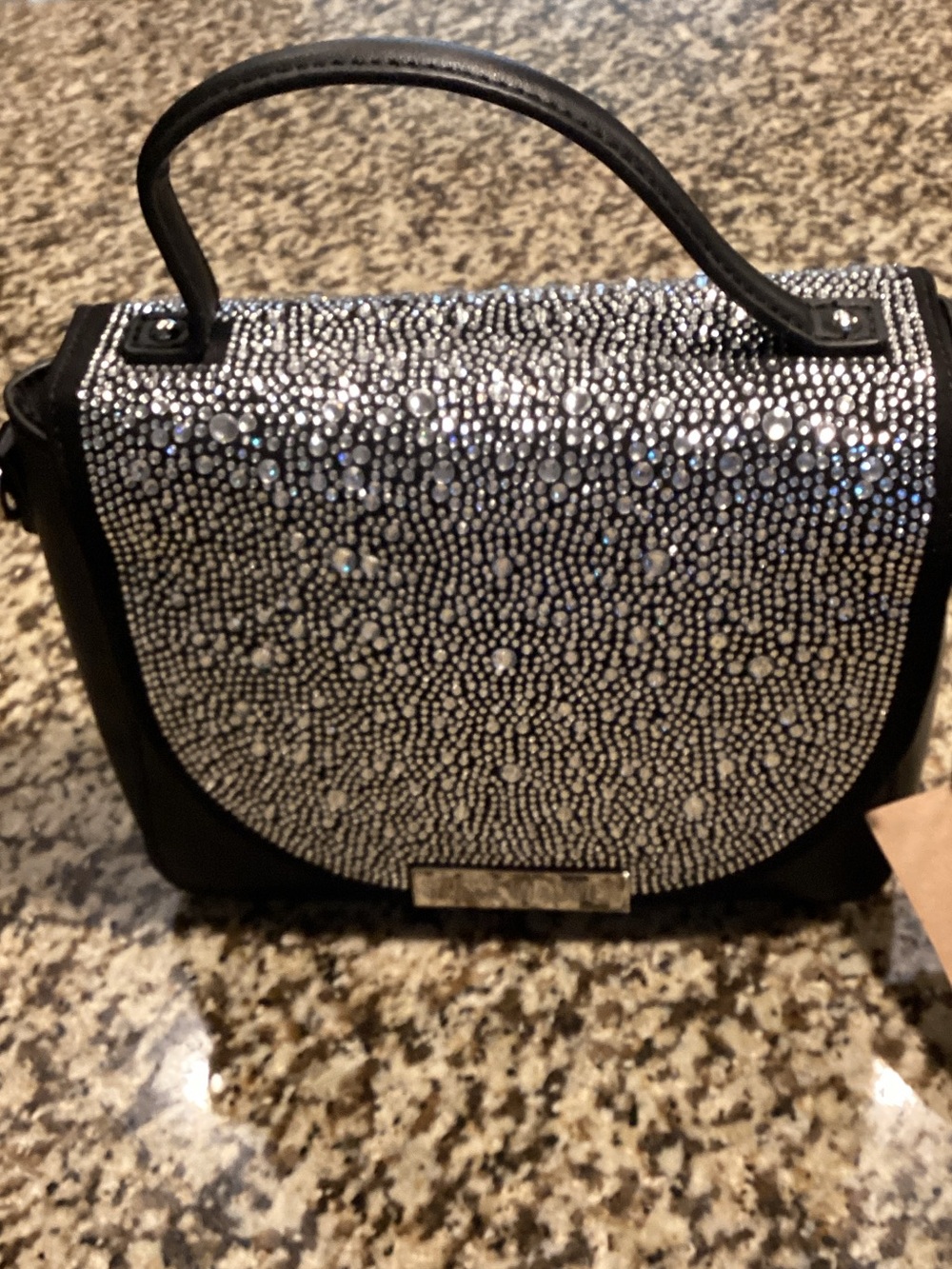 Steve Madden Black Rhinestone Flap Satchel